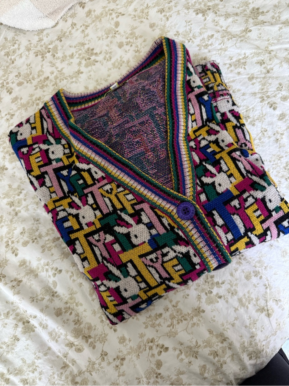 Tell your Friends  x Playboy Rio Bunny Jacquard Cardigan in Multi Jacquard